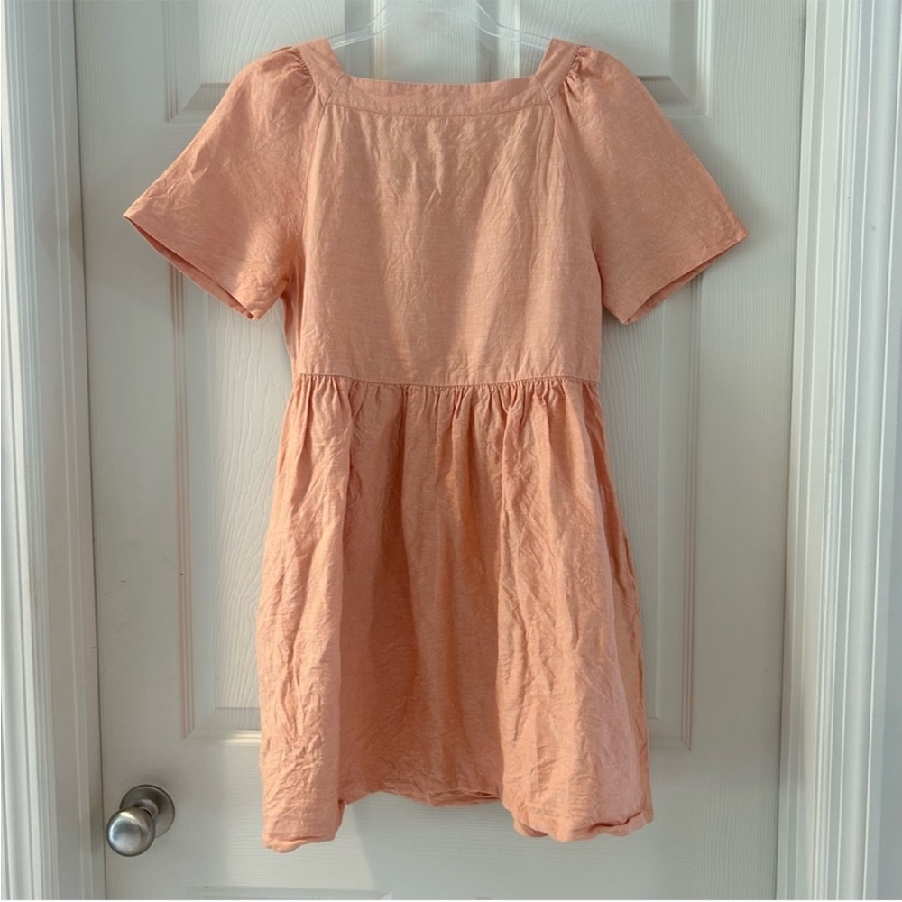 Madewell Creamsicle Allie Linen Blend Square Neck Babydoll Mini Dress - Picture 10 of 10